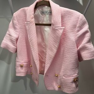 ZARA PINK TEXTURED CROP BLAZER 💎👛